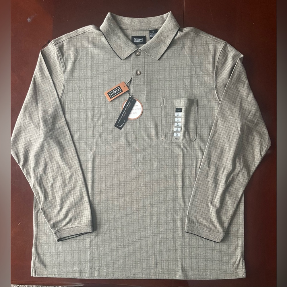 Haggar Men's Long Sleeve Polo Shirt - Gray